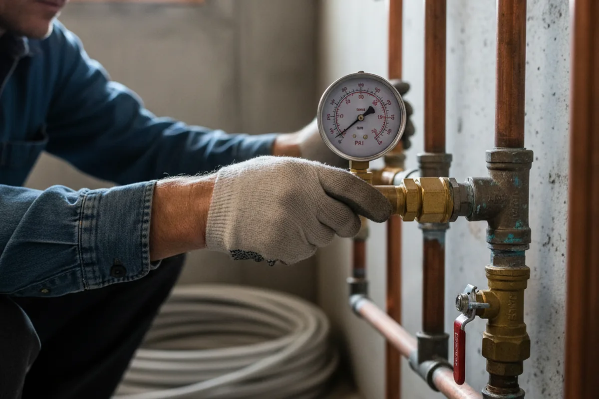 Pressure testing a repaired line during Water Line Repair in North Hatfield